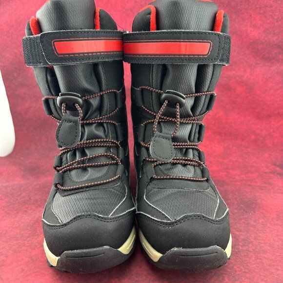 TOTES SAGE KIDS BLACK RED WATERPROOF WINTER BOOTS BOYS SIZE 2 MED - Picture 2 of 11